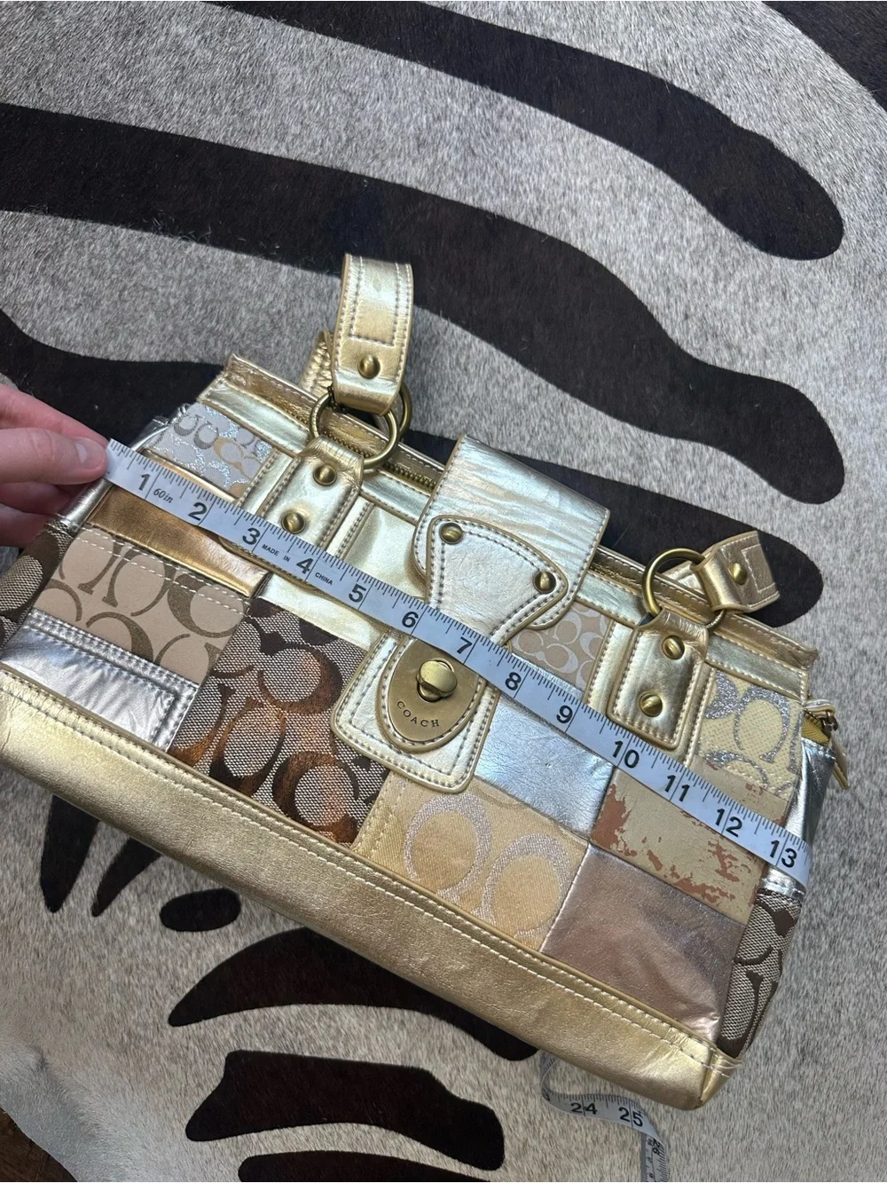 Vintage Coach Gold Patchwork Shoulder Bag